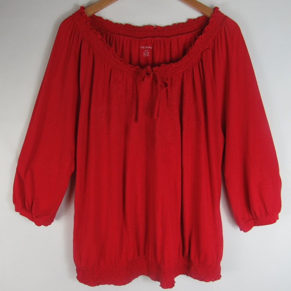 Red Blouse Long Sleeve Lane Bryant